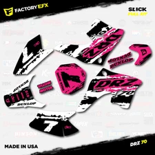 White & Pink Slick Racing Graphics Kit fits 08+ Suzuki DRZ70 DRZ 70 Decals