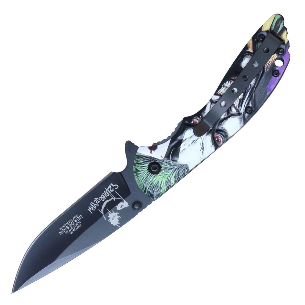 Joker Pocket Knife Assisted Green Purple Color 8” Smile Face eBay