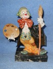 g1.Fontanini Depose 953 Simonetti Painter Clown/Brush Figurine Marble Base ITALY