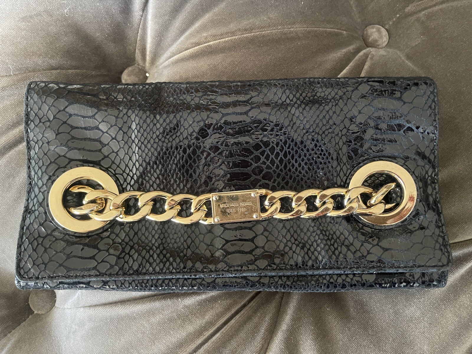 Michael Kors Collection black python embossed clu… - image 2