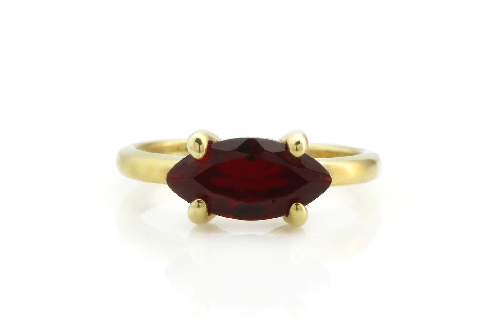 Marquise ring garnet ring Engagement Ring Gold plated 925 silver rings-image