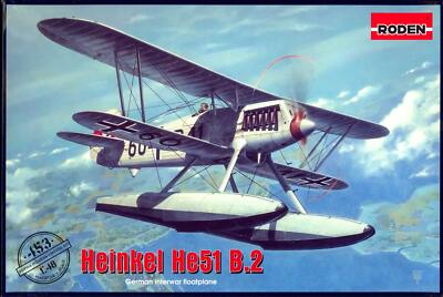 Roden Models 1/48 HEINKEL He-51B.2 German Floatplane Fighter