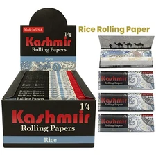 Kashmir Rice Rolling Papers 11/4 Ultra Thin – 25 Pack | 32 Leaves | 1.25 Size