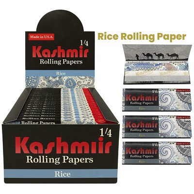 Kashmir Rice Rolling Papers 11/4 Ultra Thin   25 Pack | 32 Leaves | 1.25 Size