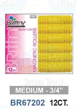 Brittny Professional Snap-On Magnetic  Hair rollers Medium  3/4" 12Ct BR67202