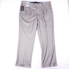 Roundtree  Yorke TravelSMART Pants 40x30 Classic Fit Pleated Gray Stretch
