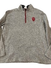 Indiana Hoosiers Pro Edge 1/4 Zip Pullover Sweater Gray Red Men s Large IU NCAA