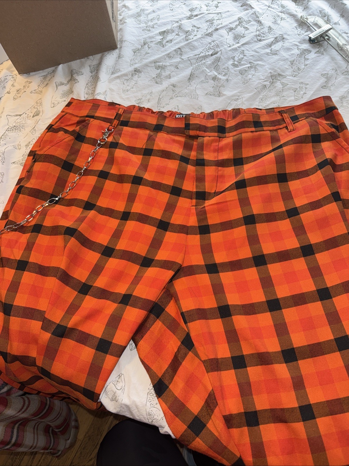 Hot Topic Orange Plaid Trouser Pants With Detachable Chain Plus Size 3 Goth Punk