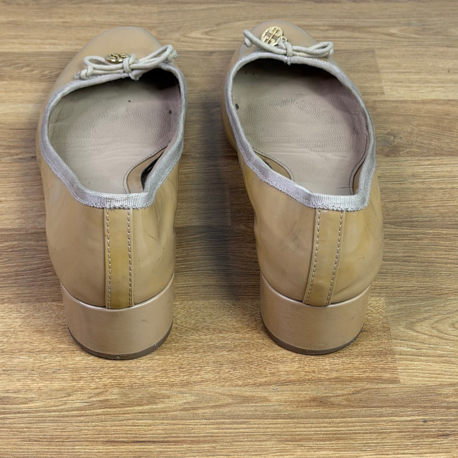 Tory Burch Patent Leather Block Heel Pumps Nude Beige 9.5M thumbnail 6