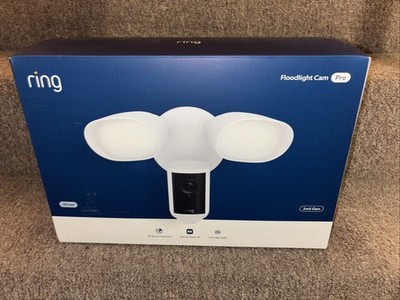 New Ring Floodlight Cam Pro Wired 2nd Gen Retinal 4K - White - SEALED