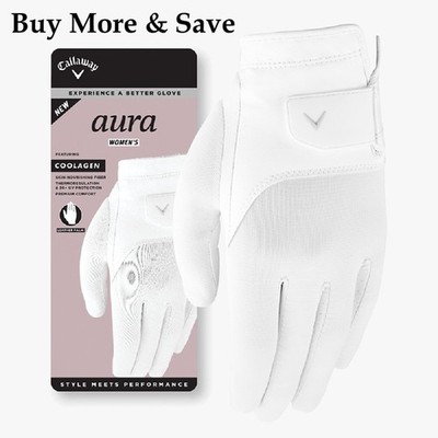NEW Lady Callaway Aura Leather-Palm Golf Glove White - Pick the Size