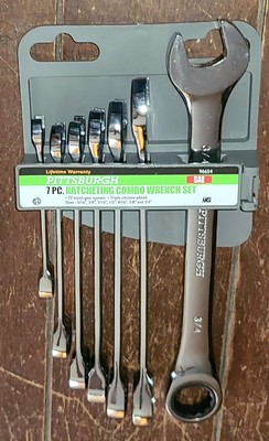 Pittsburgh 7pc  SAE  Ratcheting Combo Wrench Set -Triple Chrome Plated- #96654