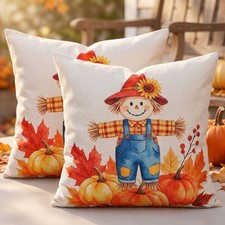 Pillow Covers 20x20 for Couch Orange Scarecrow Pumpkin Whimsical Fall Decor