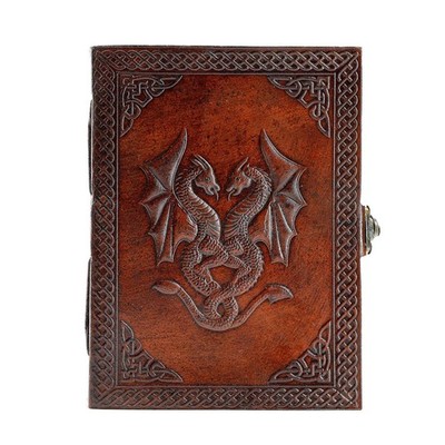 Handmade Leather Double Dragon Journal | Writing Notebook Diary | Bound Daily...