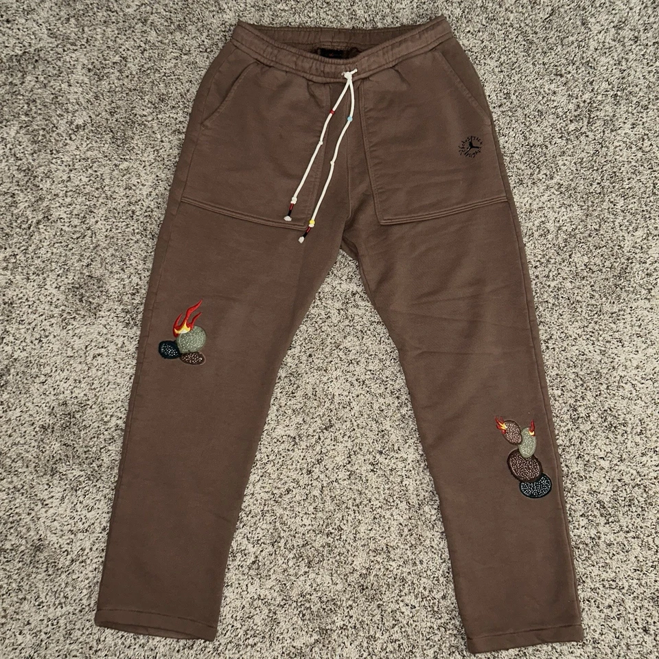 Calça de moletom pesada nova com etiquetas Cactus Jack x Jordan marrom Travis Scott tamanho XL - Imagem 2 de 4
