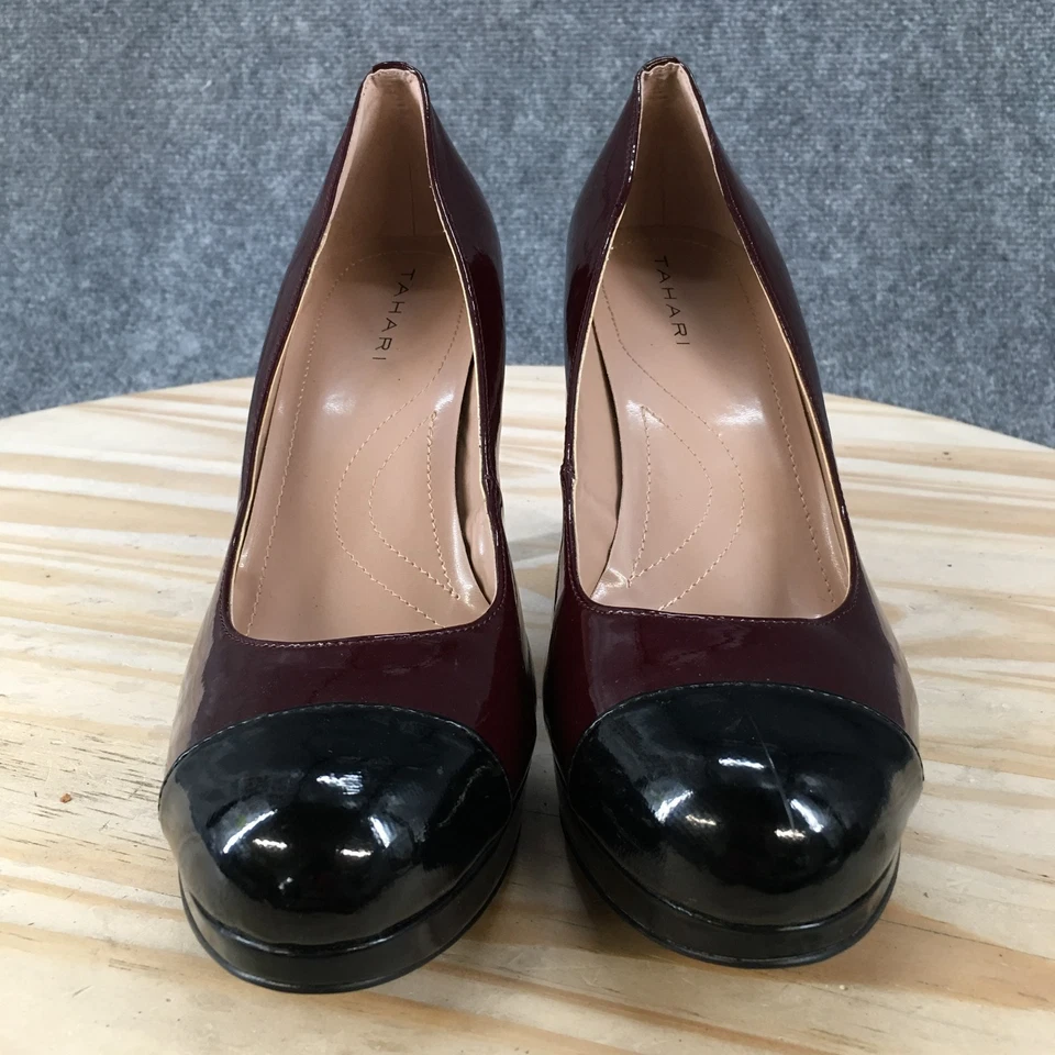 Tacones Tahari para mujer 8 M Laura puntera plataforma zapatos de salón rojo vino charol Foto 4 de 4