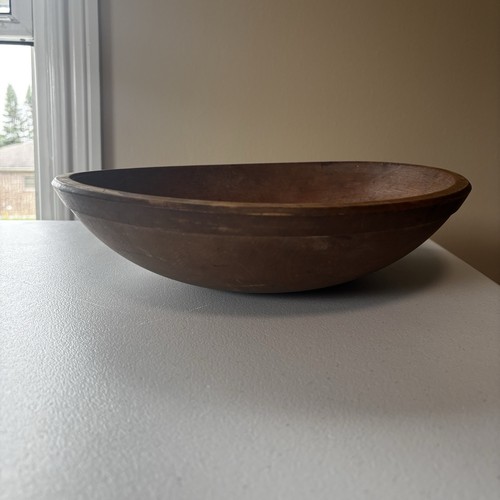 Vintage Wooden Dough Bowl 12.5 X 12 Turned Primitive 3 inches deep