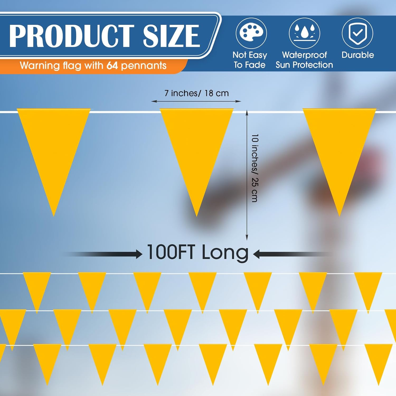 100ft Pennant Safety Flags Outdoor Banner Warning Flagging Banner Marking for Gr