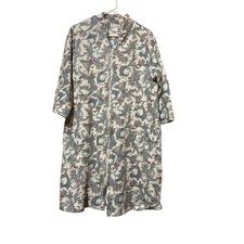 Miss Elaine Quilted Zip Front Robe Blue Floral Paisley Housecoat Small 366425