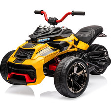 Multicolor 12V 3-Wheel Kid Electric Motorcycle W/ LED Lights Music for Ages 3-8