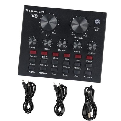 V8 Live Soundkarte Audio Interface Mixer Voice Changer für Live Broadcast