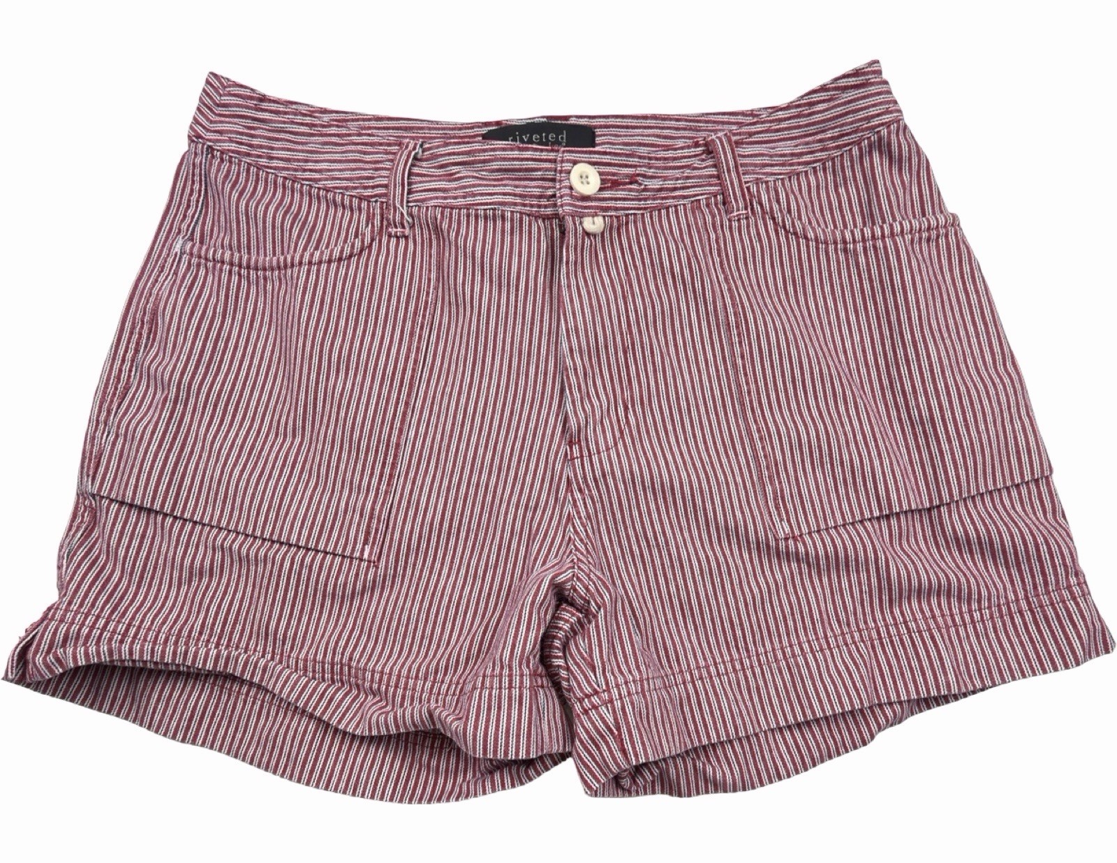 Riveted By LEE Women's Red Pinstripe Striped Short Mid Rise Shorts Size 12M
