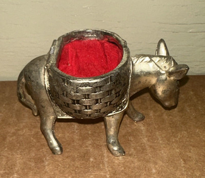 ''Donkey Trinket Jewelry Box Red Velvet Liner Japan Metal Figurine No Lid / Top