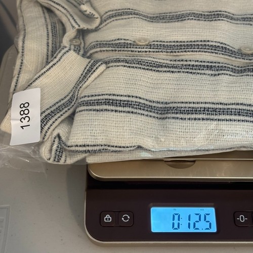 Zara Mens Beige Blue Striped Knit Casual Button up Long Sleeve Shirt sz L Retro - Picture 10 of 10
