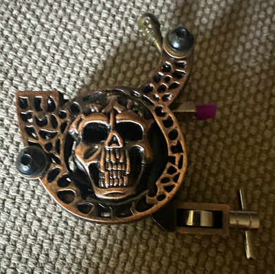Skull Design Lightweight Metal Coil Tattoo Machine Bronze/Black 2-Coil