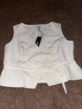 White Tie Waist Blazer Top Women  s Size XL
