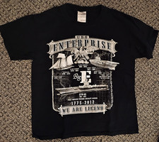 Black tee, USS ENTERPRISE (Navy ship, not Star Trek) little boy S, Gildan cotton