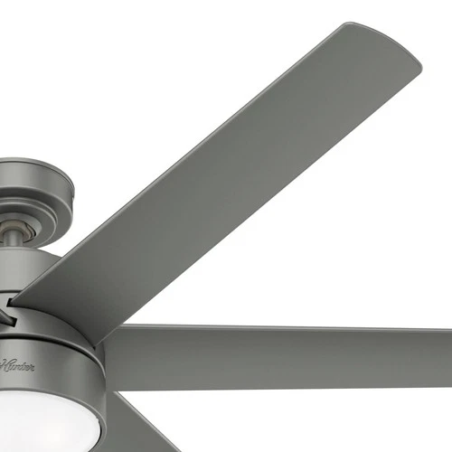 60" Hunter Solaria Silver LED Damp Rated Ceiling Fan with Wall Control - Picture 5 of 10