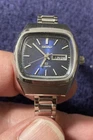 Vtg Seiko SQ Watch Womens 26mm Silver Tone 4303-7009 Blue Dial New Battery 6.25"