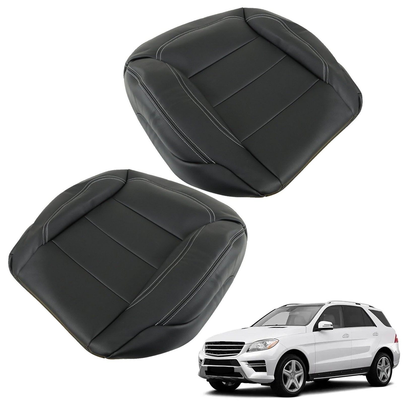 2Pcs Black Leather Front Bottom Seat Covers 2012-2015 ML250/350/400/500/550
