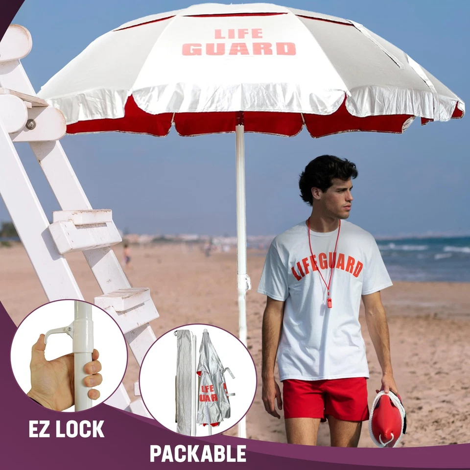 Paraguas Solar Salvavidas - Paraguas de Patio, Playa y Exterior con Inclinación 45° y Ca... Foto 4 de 4