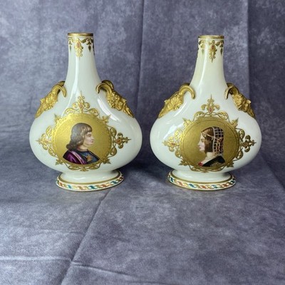 Rare 1863 Antique Royal Worcester Beatrice d'Este Flower Vase