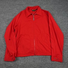 Vintage Sears Jacket Mens Large Red Windbreaker Mesh Lined Full Zip Pockets