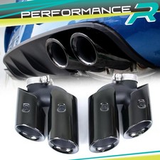 Terminali di Scarico Duplex Neri Doppio Tubo per Porsche Macan 95B 2.0T 19+