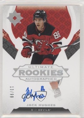 2019 Upper Deck Ultimate Collection Rookies 13/99 Jack Hughes Rookie Auto RC i9o