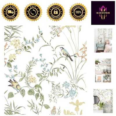 Nature-Inspired 16.9''x118'' Floral and Bird Contact Paper for Quick Room Revamp