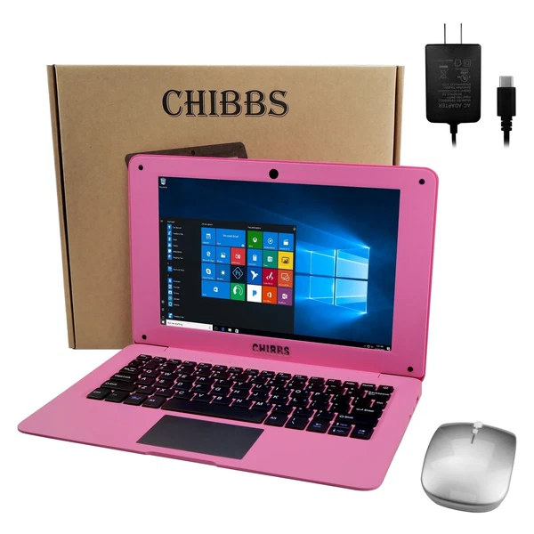Chibbs 10.1'' Laptop Computer QuadCore Android 12.0 Mini Kids Pink