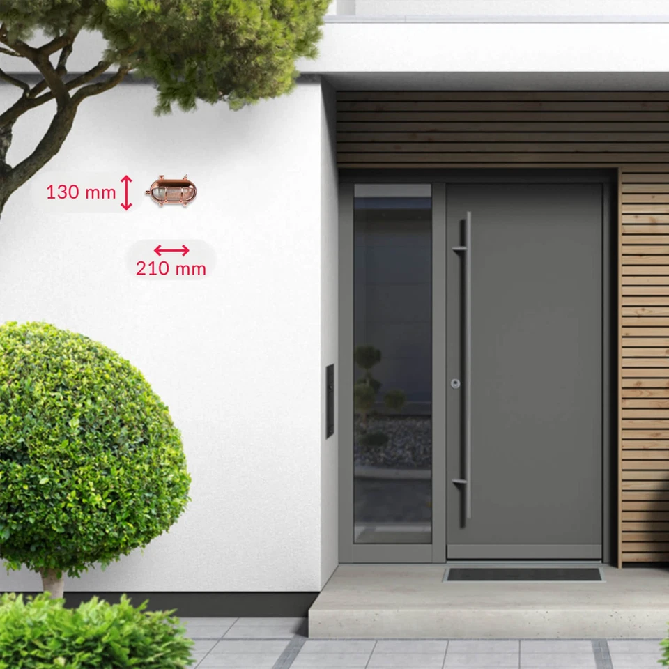 Wandleuchte außen Maritim Messing Glas B: 21 cm E27 in Kupfer Lampe Haus Garten - Bild 3 von 4