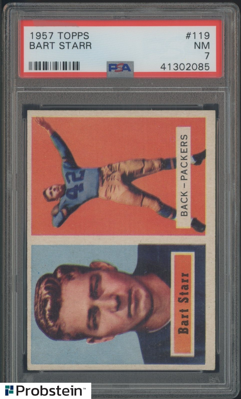 1957 Topps Football #119 Bart Starr Green Bay Packers RC Rookie HOF PSA 7 NM