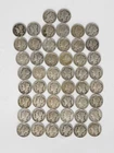 MERCURY DIME ROLL OF 50 AVERAGE CIRCULATED MIXED DATE 1934-1944 - 90% SILVER