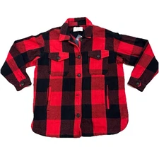 Lucky Brand Red Buffalo Plaid Women’s Small   Layering oversized shacket jacket 