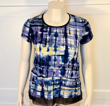 Simply Vera Vera Wang Tee Shirt Womens S Watercolor Grid Tie Dye Round Neck