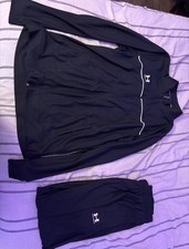 Under Armour Men's Black 2-Piece Tracksuit Full Zip Jacket Pants Size L