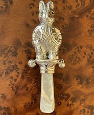 Rare English Sterling Silver Mother Pearl Rabbit Bunny Baby Rattle Teether c2022