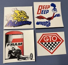 Old Lot 4 Racing Sticker Auto Motorsports Fram Gto Hijackers Beep Beep Retro