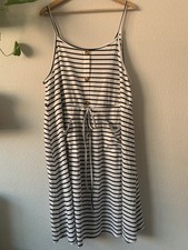 Shein Curve 3XL Striped Black White Sleeveless Dress Stretch Tie Waist Pull Over